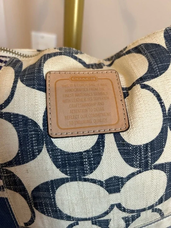 GUC Coach F23929 patchwork Daisy convertible striped Shoulder/crossbody bag - Picture 3 of 13